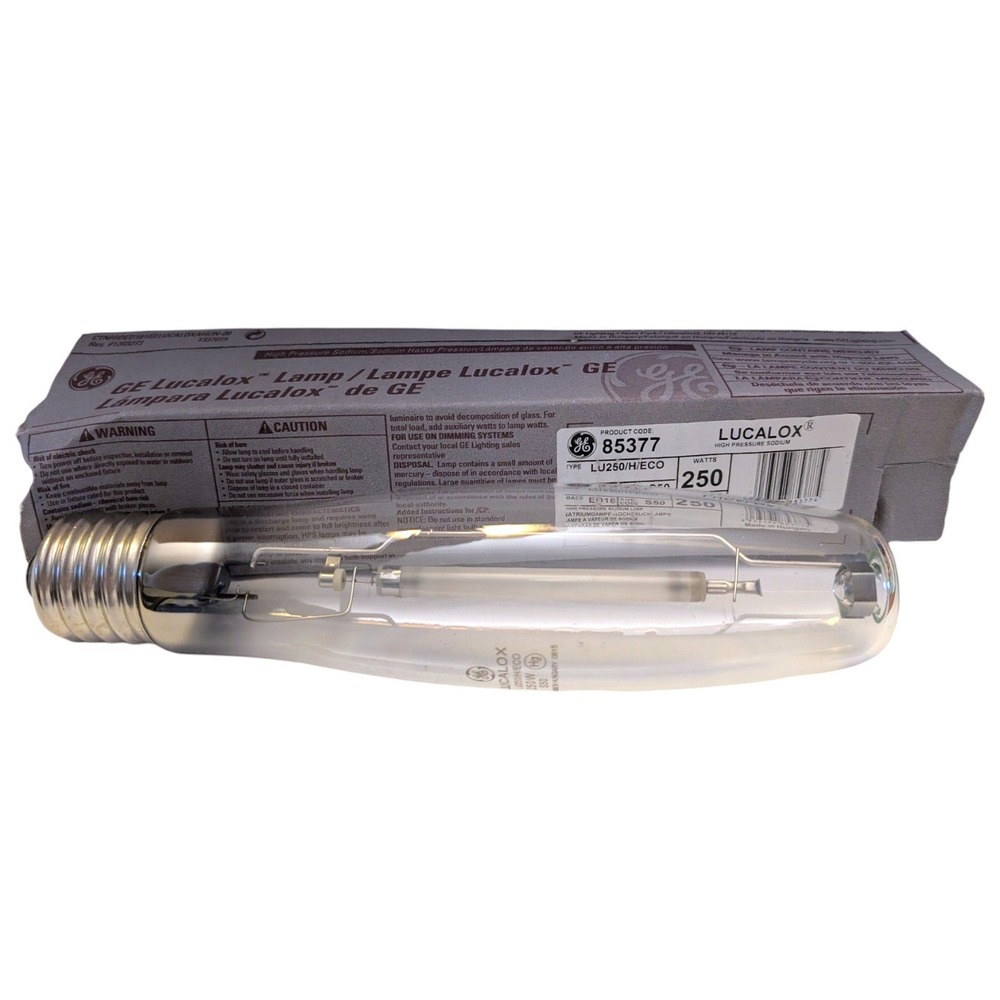 GE Lucalox 250W High Pressure Sodium Lamp Bulb LU250/H/ECO ED18 S50 85377